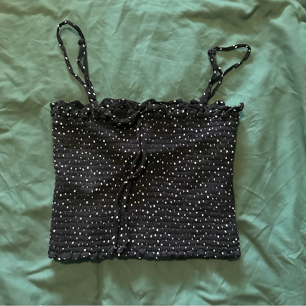 Reformation Black and White Dotted Camisole